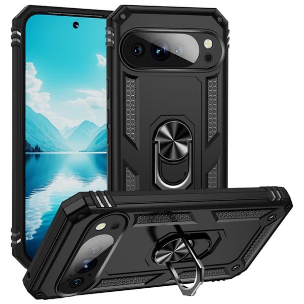 Google Pixel 10 Pro XL Skal Armor Ring Hybrid Svart
