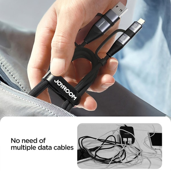 Joyroom 1.2 m 4in1 USB-C/USB-A - USB-C / Lightning Svart