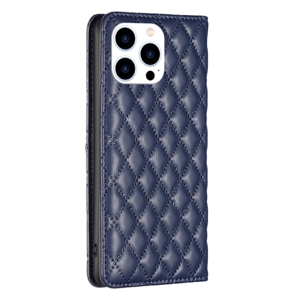 iPhone 15 Pro Fodral Diamond Flip Läder Blå