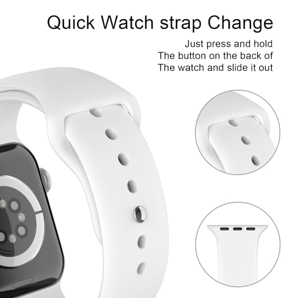 Apple Watch 42/44/45/49 mm Silikon Armband (S/M) Vit