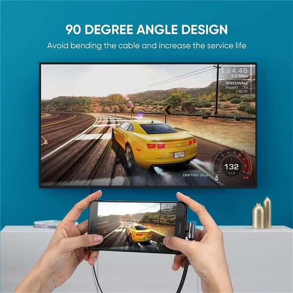 UGREEN 1.5m 4K 60Hz USB-C - HDMI Kabel Elbow Svart