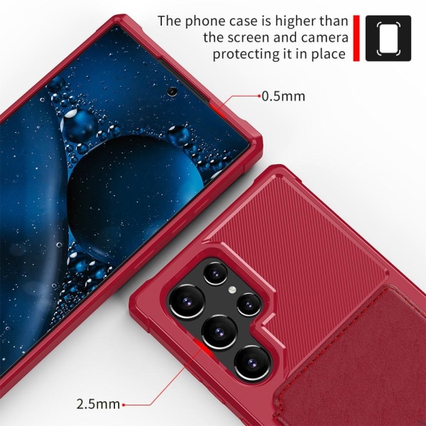 Samsung Galaxy S22 Ultra Skal Med Magnetisk Plånbok Röd