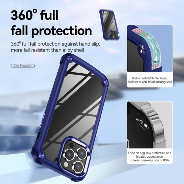 iPhone 15 Pro Max Skal Shockproof Hybrid Armor Blå