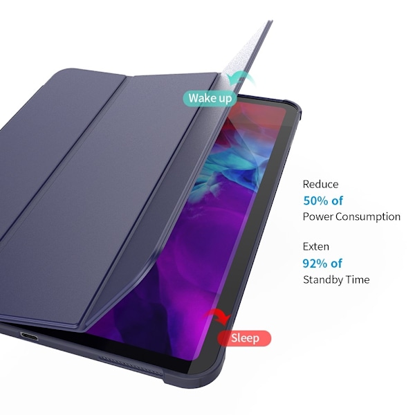 iPad Pro 11 (2018/2020/2021) - Tri-Fold Smart Fodral Pennhållare - Blå Blå