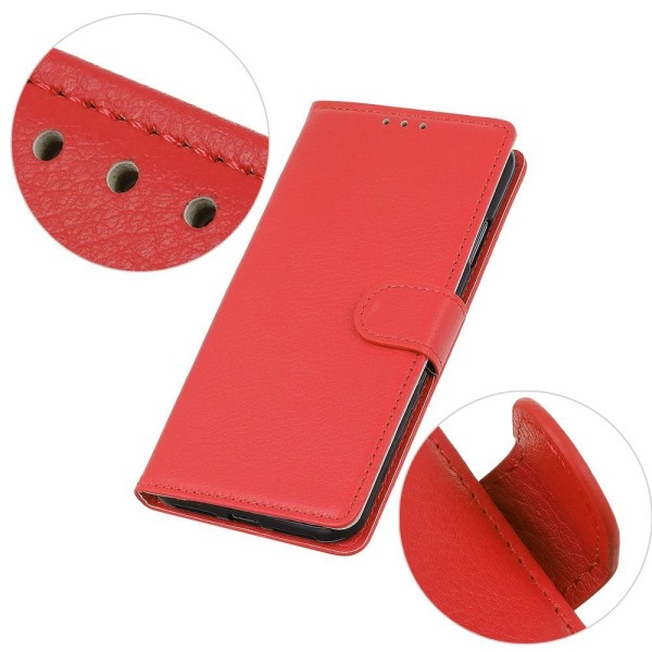 Nokia 2.4 - Litchi Läder Fodral - Röd Red Röd