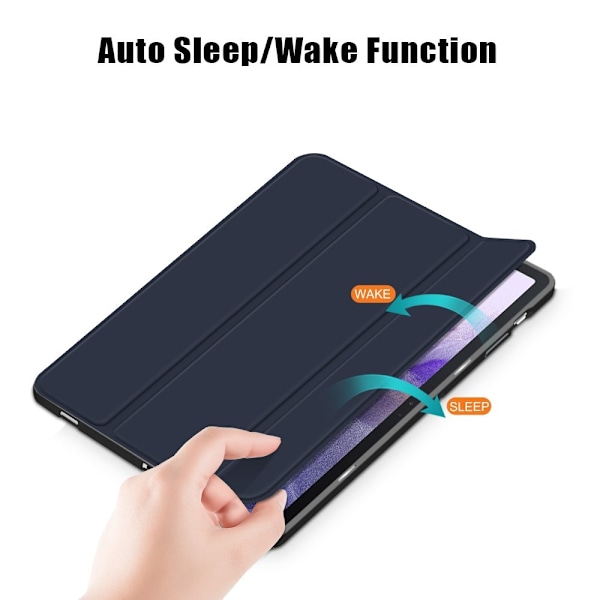Galaxy Tab S7 FE/S7 Plus/S8 Plus Tri-Fold Fodral Med Pennhållare Mörk Blå Mörkblå