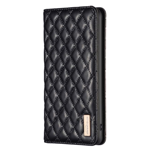 BINFEN iPhone 17 Pro Fodral Flip Diamond Läder Svart