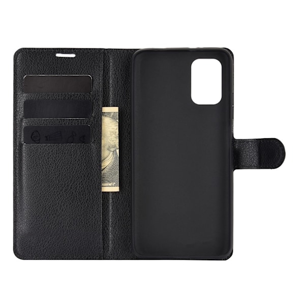 Xiaomi Redmi 9T - Litchi Läder Fodral - Svart Black Svart
