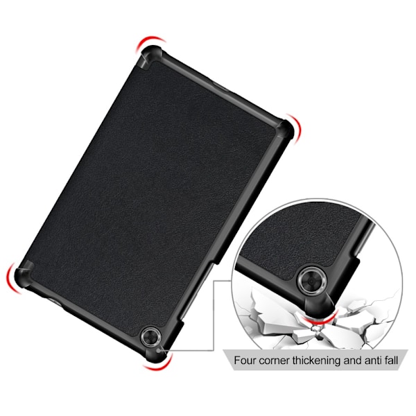 Lenovo Tab M8 2nd Gen (HD) Litchi Tri-Fold Fodral Svart Black Svart