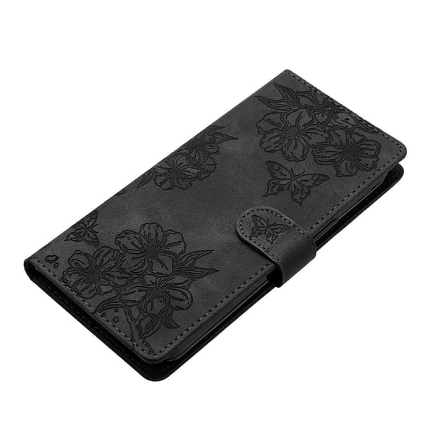 iPhone 17 Pro Max Fodral Med Blommigt Tryck Läder Svart