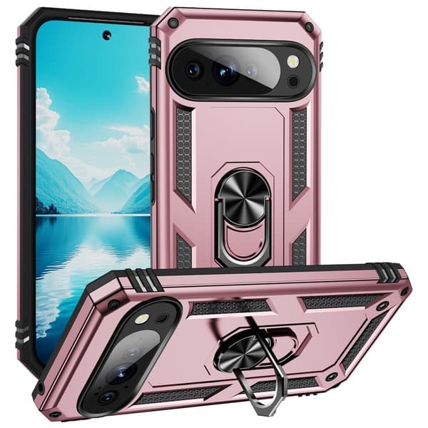 Google Pixel 10 Pro XL Skal Armor Ring Hybrid Roséguld