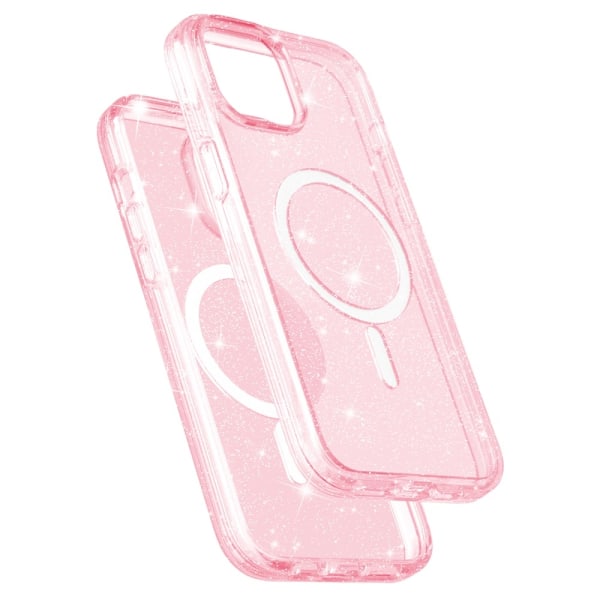 iPhone 15 Plus Skal MagSafe Hybrid Glitter Rosa