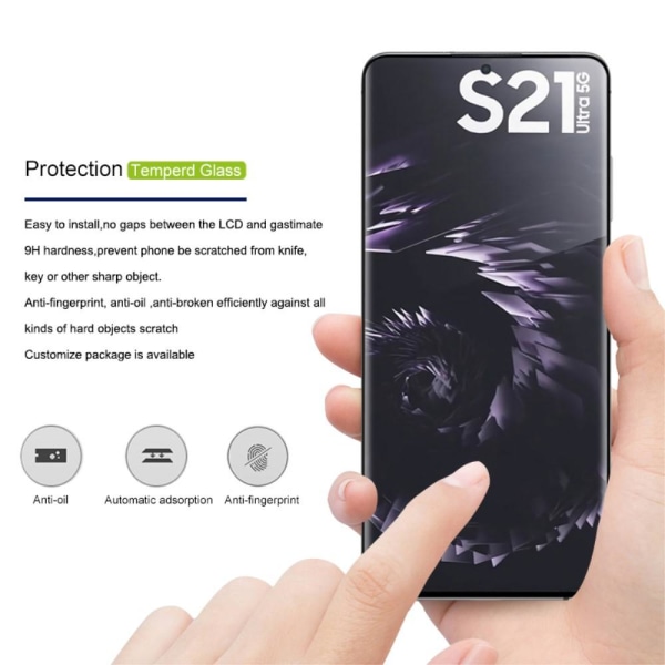 Samsung Galaxy S21 Ultra - AMORUS Heltäckande Skärmskydd I Härdat Glas