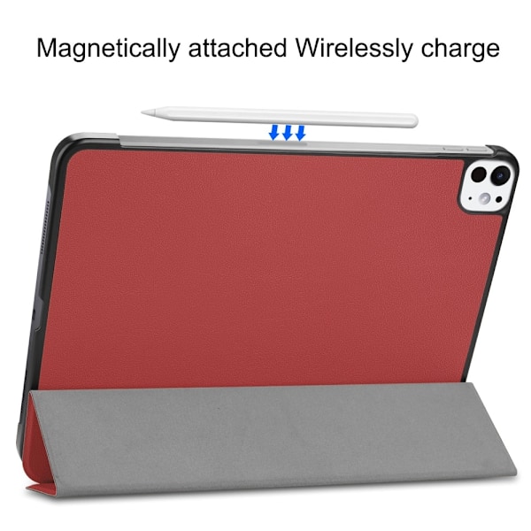 iPad Pro 11 2024 Fodral Tri-Fold Vinröd