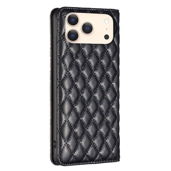 BINFEN iPhone 17 Pro Max Fodral Diamond Flip Läder Svart