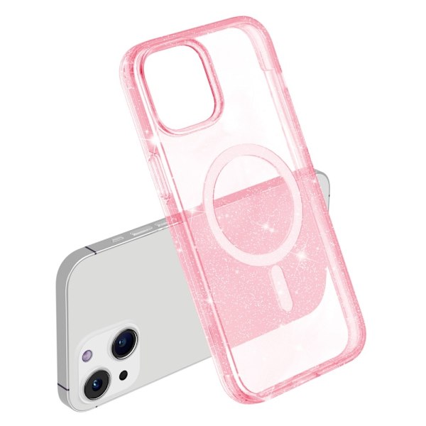 iPhone 15 Plus Skal MagSafe Hybrid Glitter Rosa