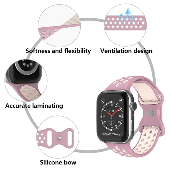 Sportarmband Dual-Color Apple Watch 41/40/38 mm (M/L) Lavender/Rosa