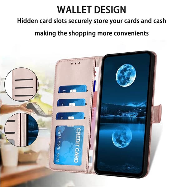 Honor X5c Plus Plånboksfodral Läder Roséguld