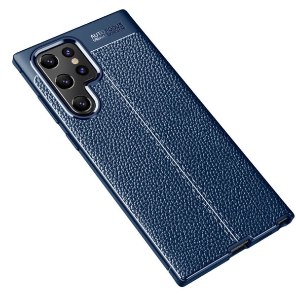 Samsung Galaxy S22 Ultra Skal Litchi Textur Blå