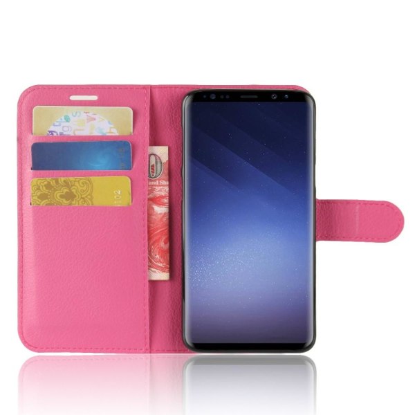 Samsung Galaxy S9 - Litchi Plånboksfodral - Rosa Pink Rosa
