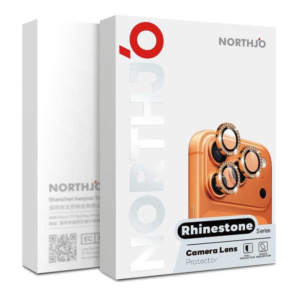 NORTHJO iPhone 17 Pro/17 Pro Max Linsskydd Strass Blå