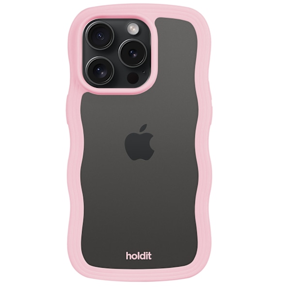 holdit iPhone 15 Pro Skal Wavy Pink Transparent