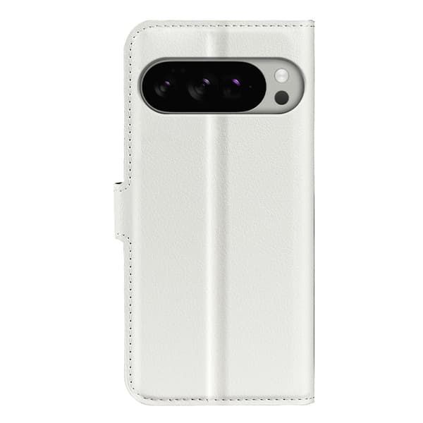 Google Pixel 10 Pro XL Fodral Litchi Läder Vit