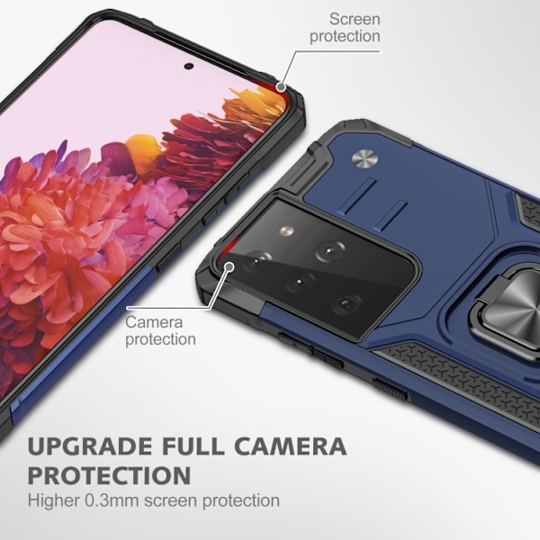 Samsung Galaxy S21 FE Skal Armor Hybrid Ring Blå