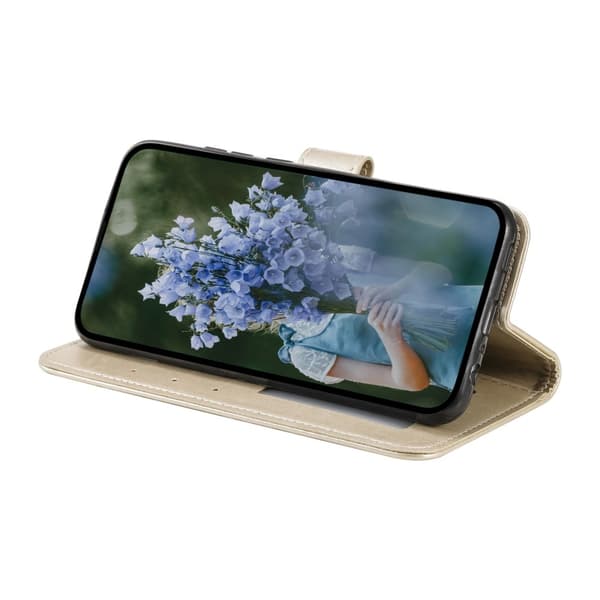 iPhone 17e / 16e Fodral Mandala Läder Guld