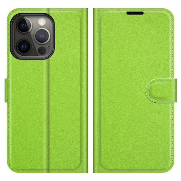 iPhone 13 Pro - Litchi Läder Fodral - Grön