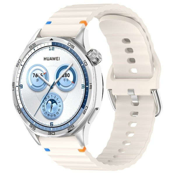 Klockarmband 22 mm Silikon Wave Design Off White