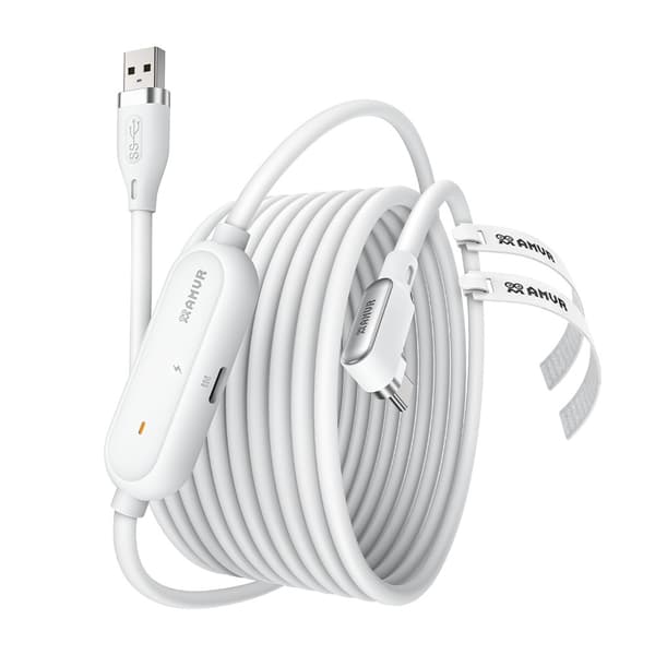 AMVR 5m 18W Link Kabel Med Laddningsport USB-C Vit