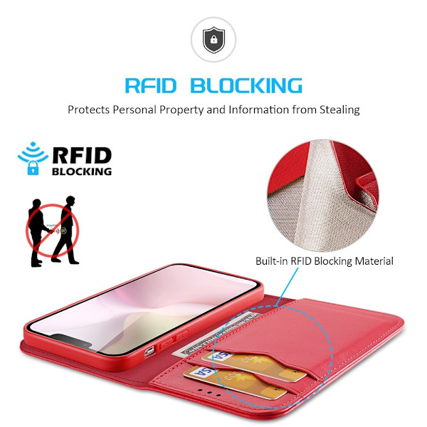 DUX DUCIS iPhone 16e Fodral HIVO Äkta Läder Röd