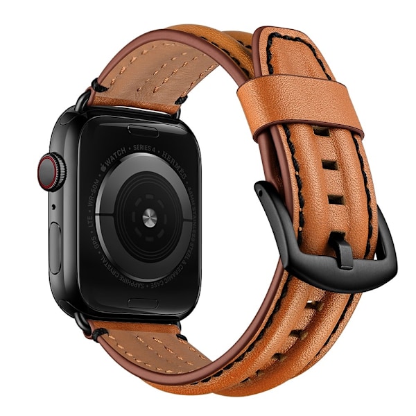 Äkta Läder Armband Apple Watch 42/44/45/49 mm Brun Brown Brun