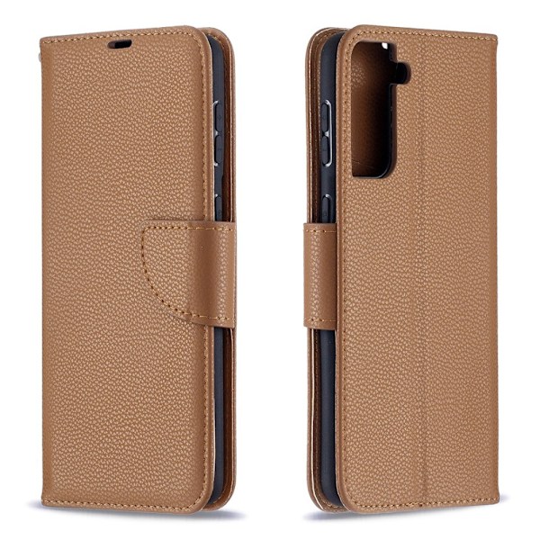 Samsung Galaxy S21 Plus - Litchi Shark Fodral - Brun Brown Brun