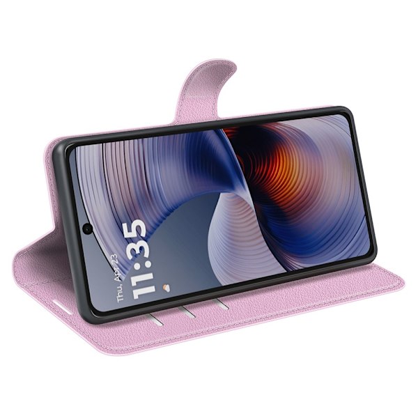 Motorola Moto G55 5G Fodral Litchi Läder Ljus Rosa