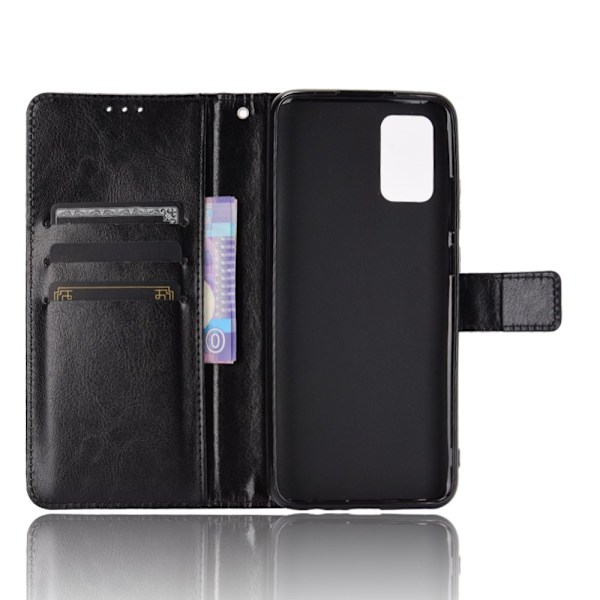 Samsung Galaxy A02s - Crazy Horse Läder Fodral - Svart Black Svart