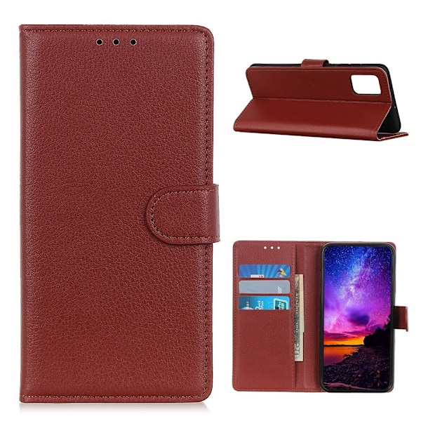 Samsung Galaxy A52 / A52s - Litchi Läder Fodral - Brun Brown Brun