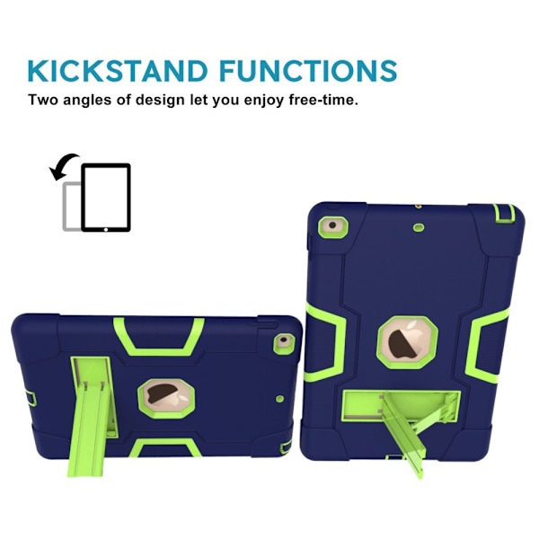 iPad 10.2 2019/2020/2021 Shockproof Hybrid Skal Med Kickstand Mörk Blå/Grön Mörk Blå/Grön