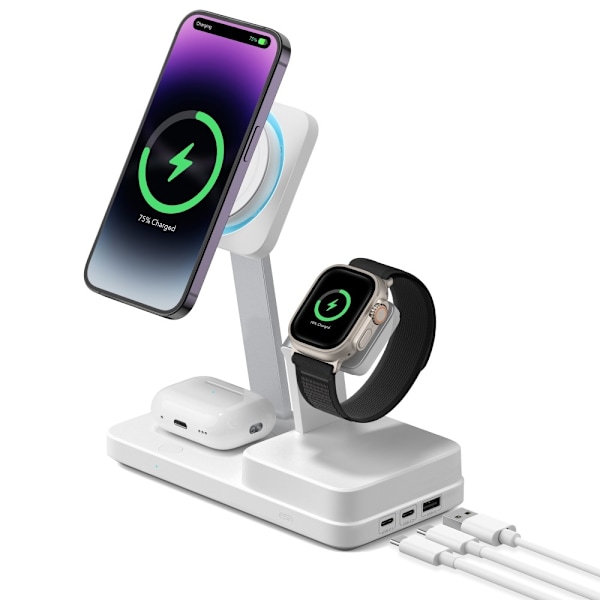 ESR 6in1 100W GaN Trådlös MagSafe Snabbladdare CyroBoost Vit