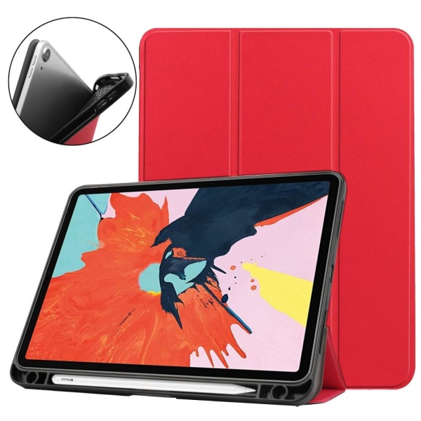 iPad Air 2020/2022 Fodral Tri-Fold Litchi Röd Red Röd