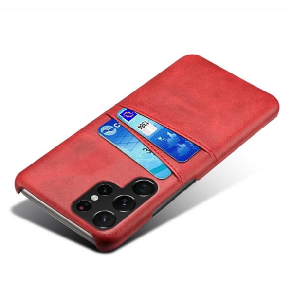KSQ Samsung Galaxy S23 Ultra Skal Med 2 Kortfack Röd