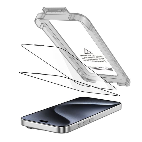 Tech-Protect iPhone 15 Pro Max 2-PACK Skärmskydd Quick Set+ Svart