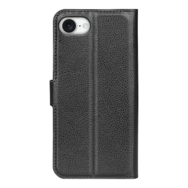 iPhone 16e Fodral Litchi Läder Svart