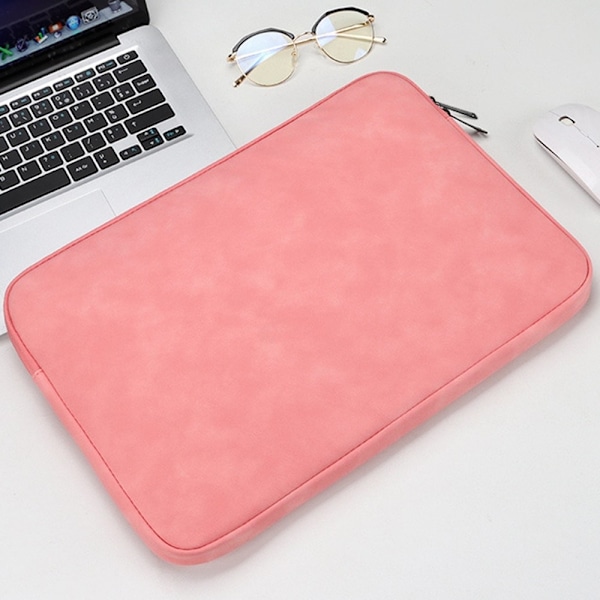 Läder Laptop Sleeve Med Mjukt Foder 13.3" Rosa