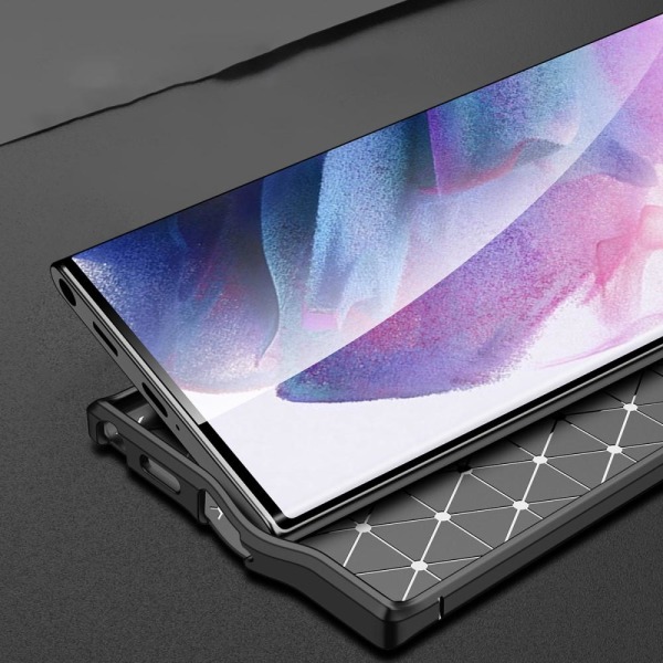 Samsung Galaxy S22 Ultra Skal Litchi Textur Svart