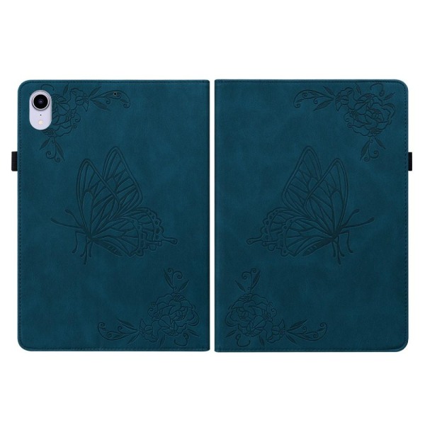 iPad Mini (2021) Fodral Butterfly Flower Mörk Blå