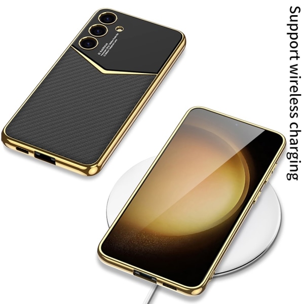 GKK Galaxy S24 Skal Läder Hybrid Electroplate Grön