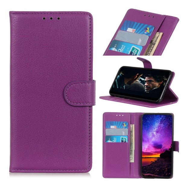 Huawei P40 Lite - Litchi Plånboksfodral - Lila Purple Lila