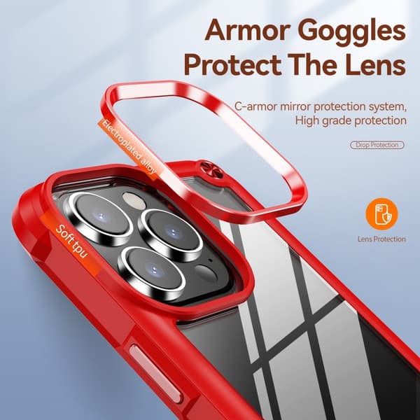 iPhone 15 Pro Max Skal Shockproof Hybrid Armor Röd